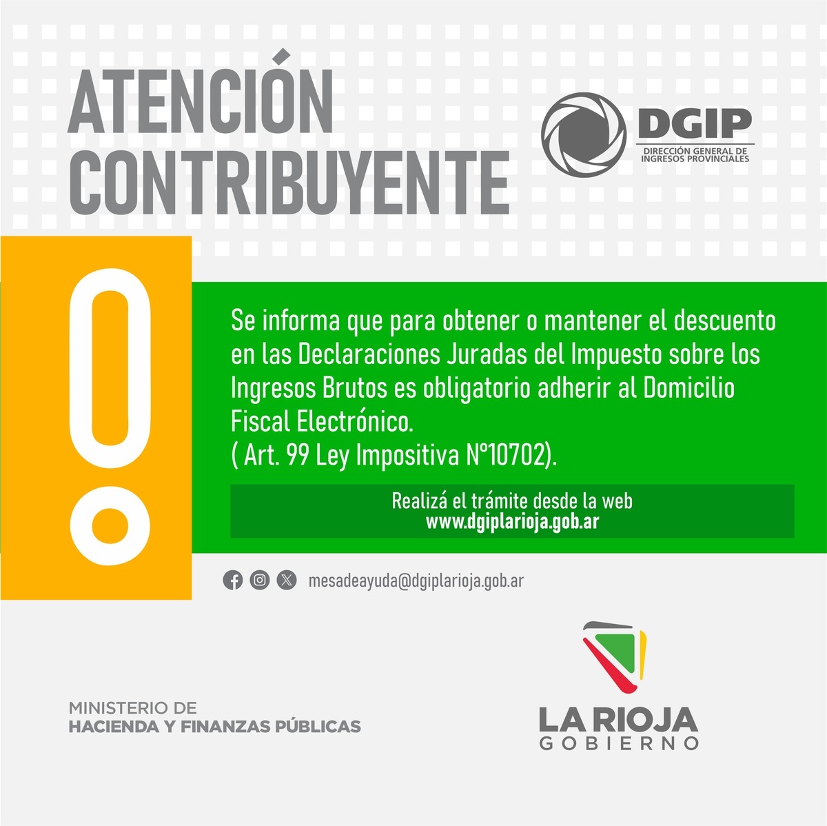 DGIP recuerda beneficios en la adhesion del Domicilio Fiscal Electrónico.