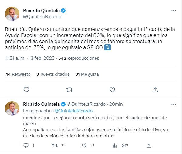 La Ayuda Escolar se cobrará con un incremento del 80 por ciento con respecto a 2022