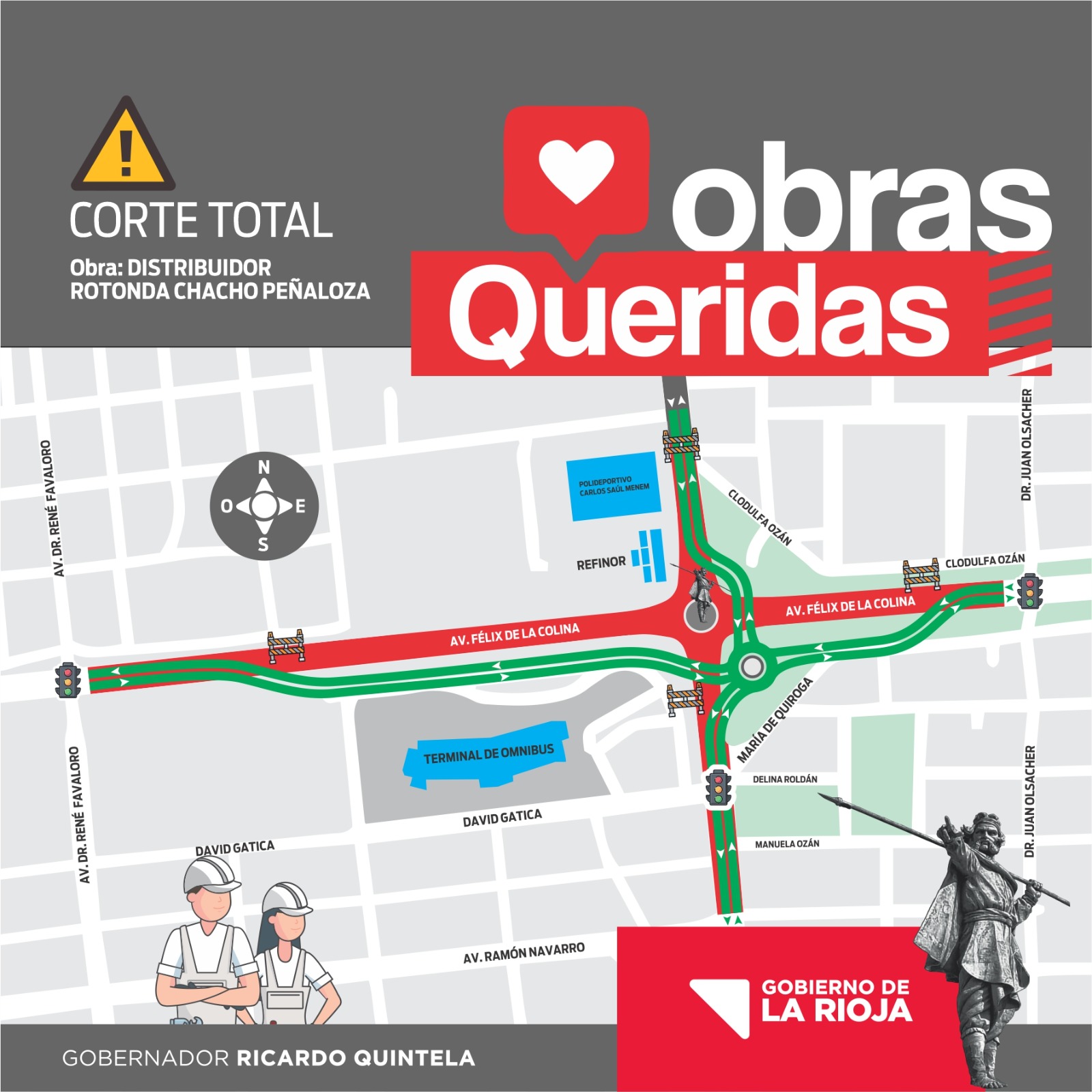 Inicia el corte de tránsito vehicular en la zona de la rotonda del Chacho