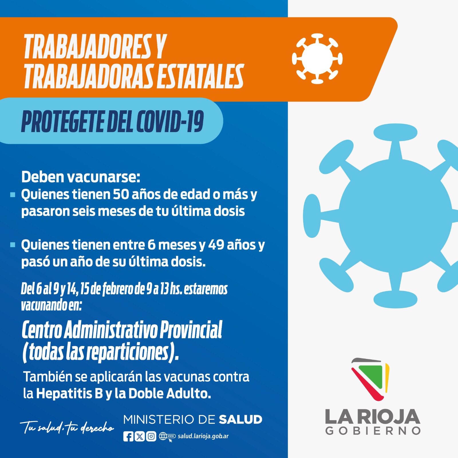 Salud realizará un abordaje para vacunar contra el Covid en el Centro Administrativo.