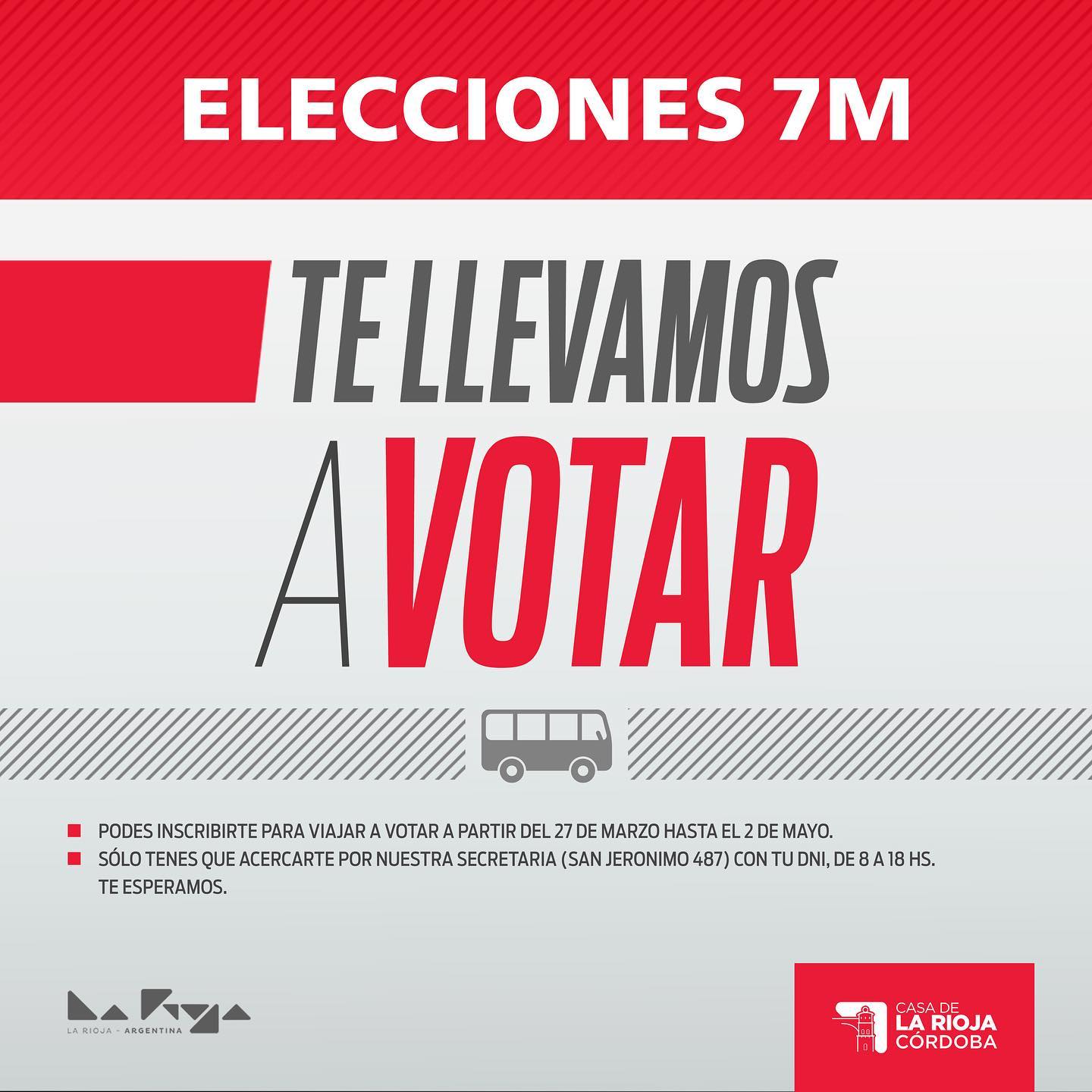 Casa de La Rioja en Cordoba traslada a votar el 7 de Mayo 