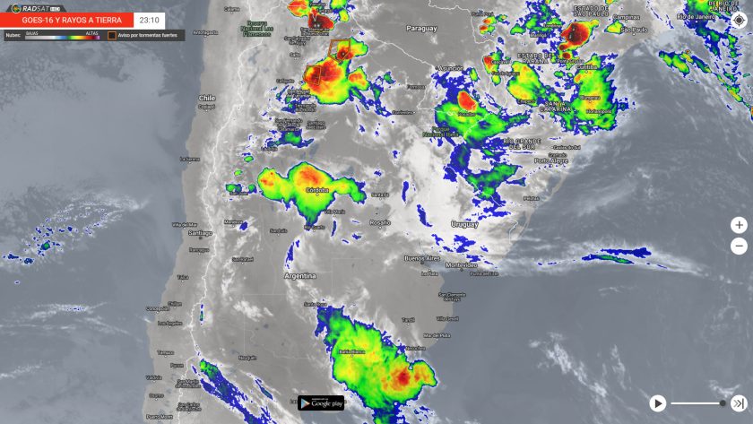 Probabilidad de tormentas aisladas para el sur de la provincia