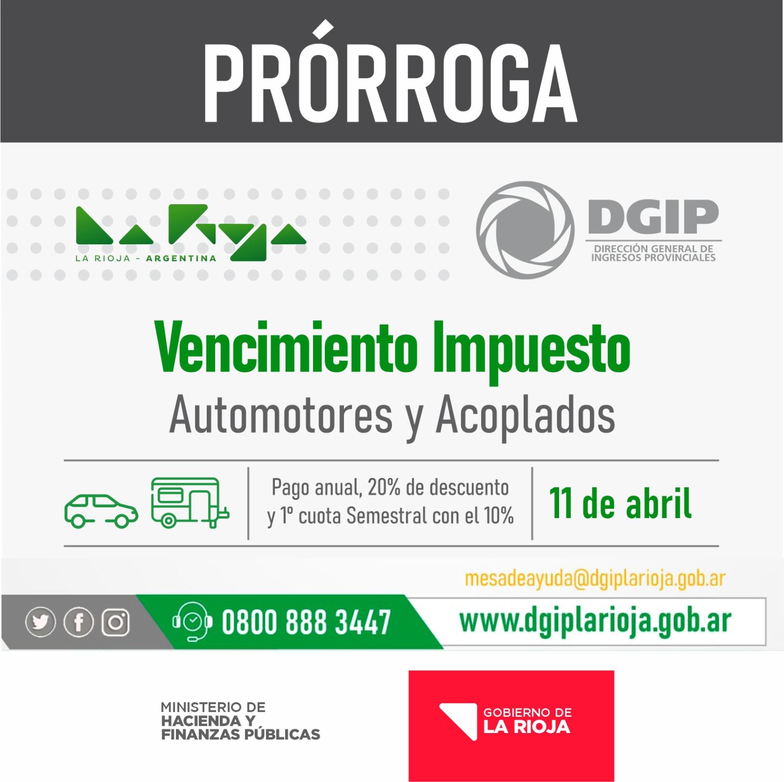 Prorrogan hasta el 11 de Abril el impuesto a los automotores y acoplados.