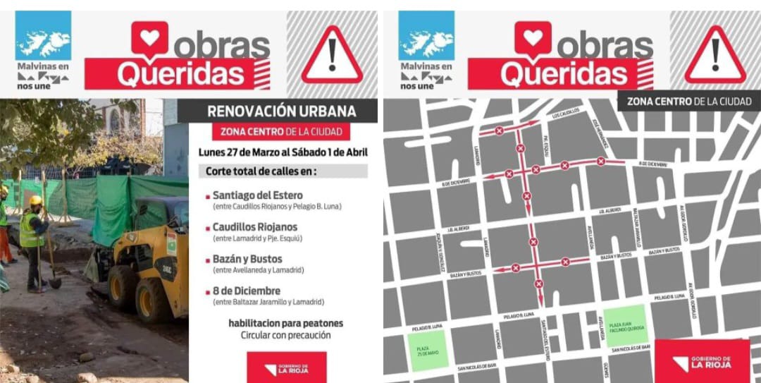 Continúan los cortes de calles en el centro de la ciudad por obra de renovación urbana