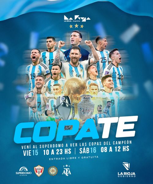 La Rioja recibe a la Copa del Mundo obtenida por la selección argentina de fútbol.