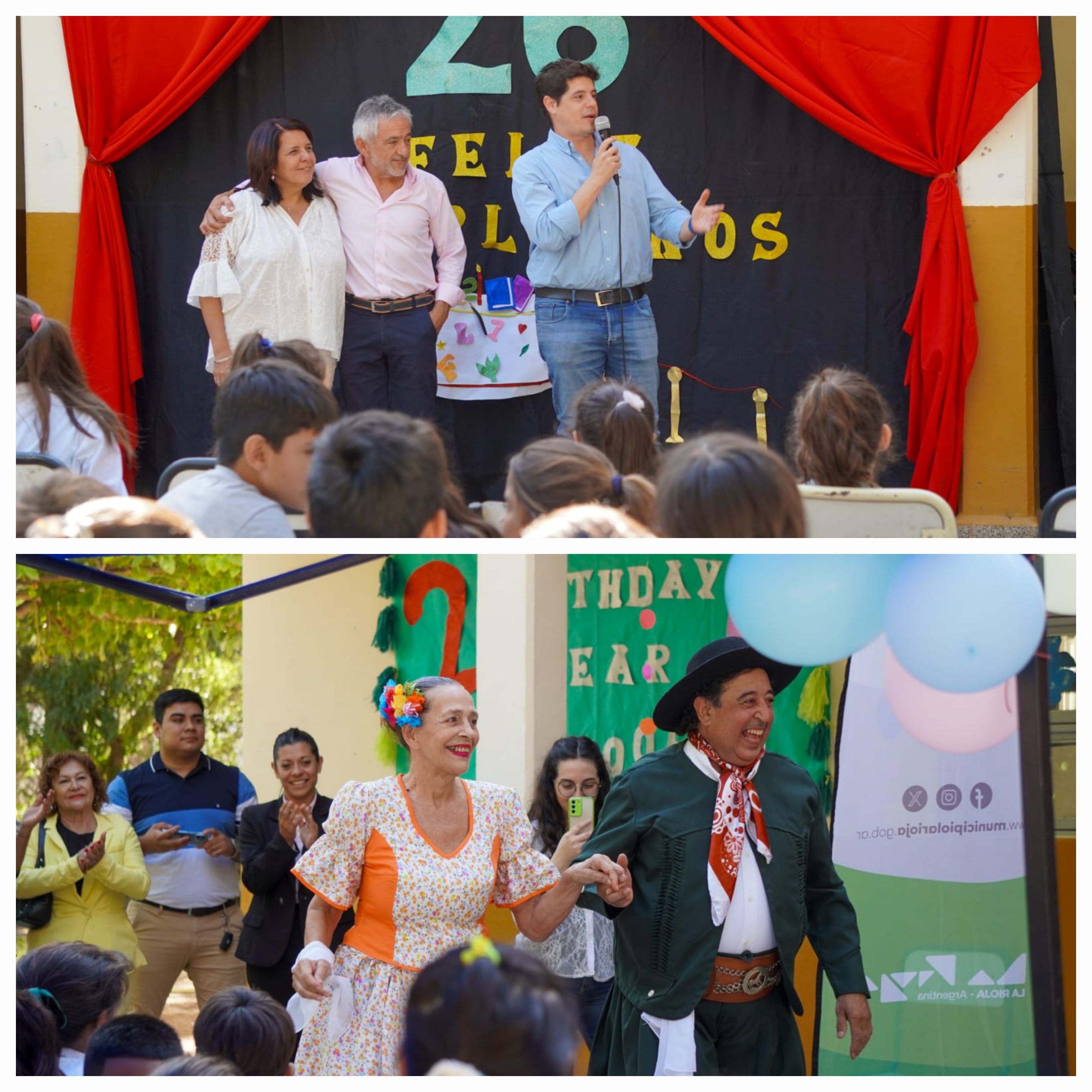 Armando Molina y Monica Diaz Dalbano participaron del aniversario de la escuela Juan Domingo Peron. 