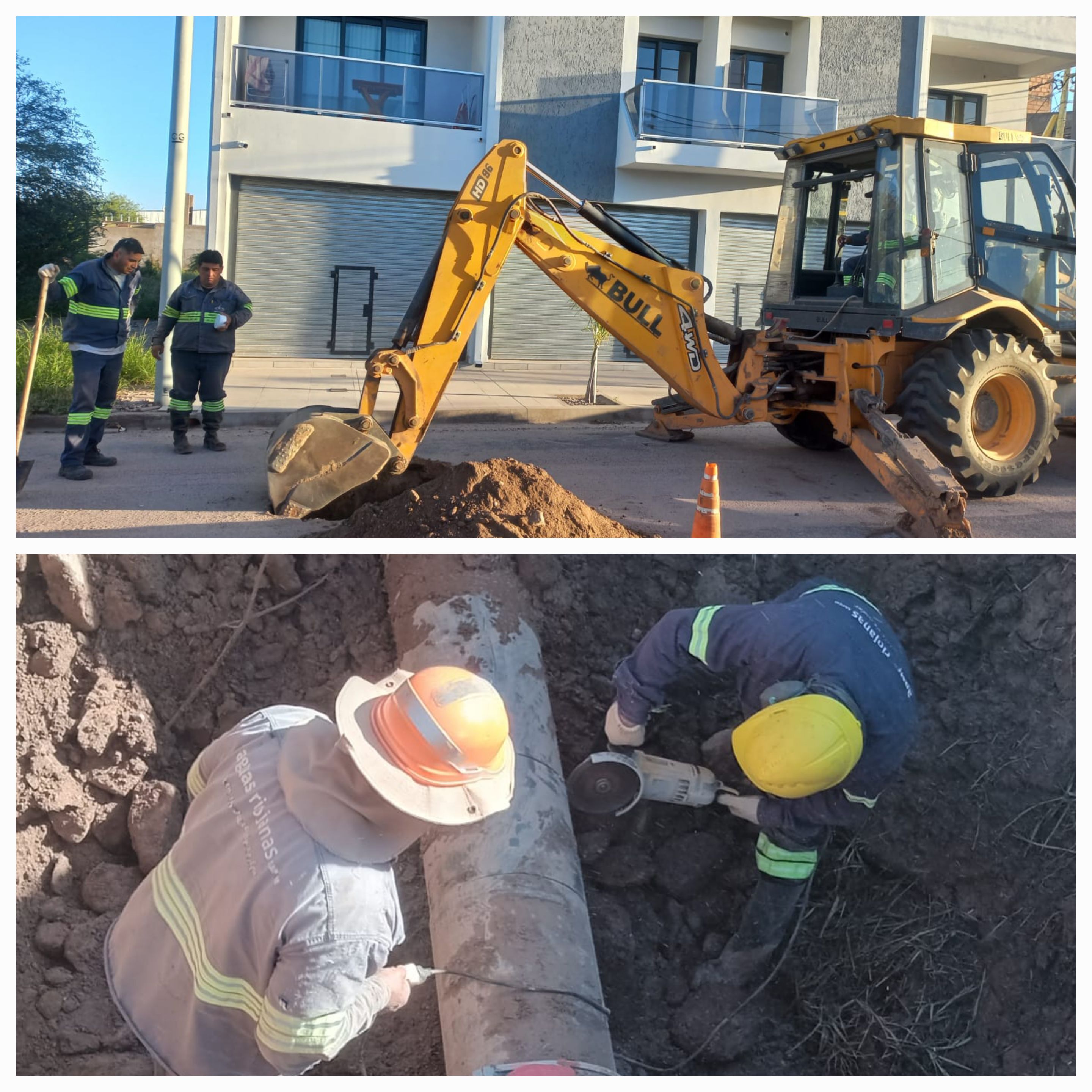 Aguas Riojanas desplegó un intenso operativo para arreglar cañerías.