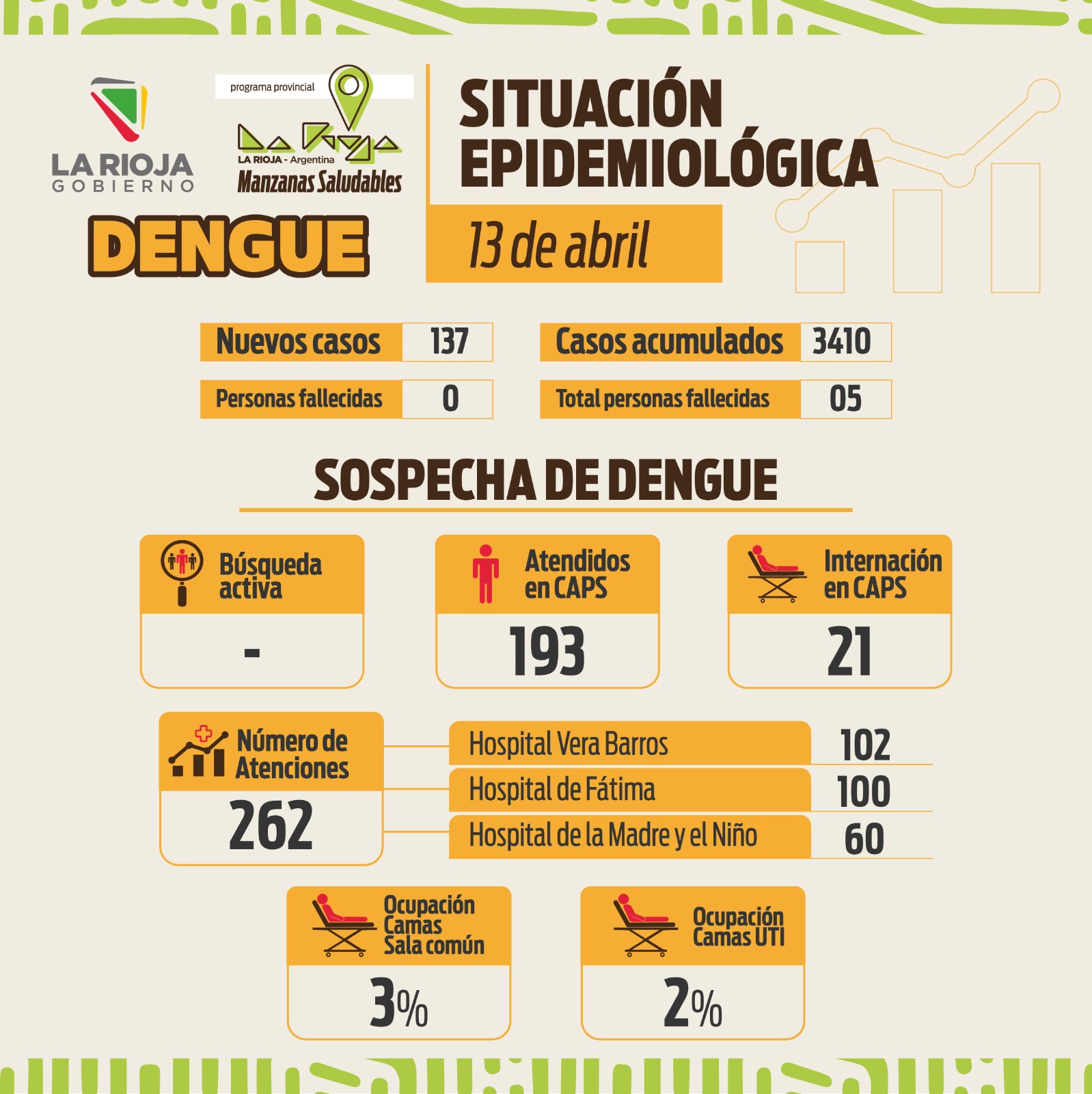 Informe situación sanitaria por dengue del 13 de abril