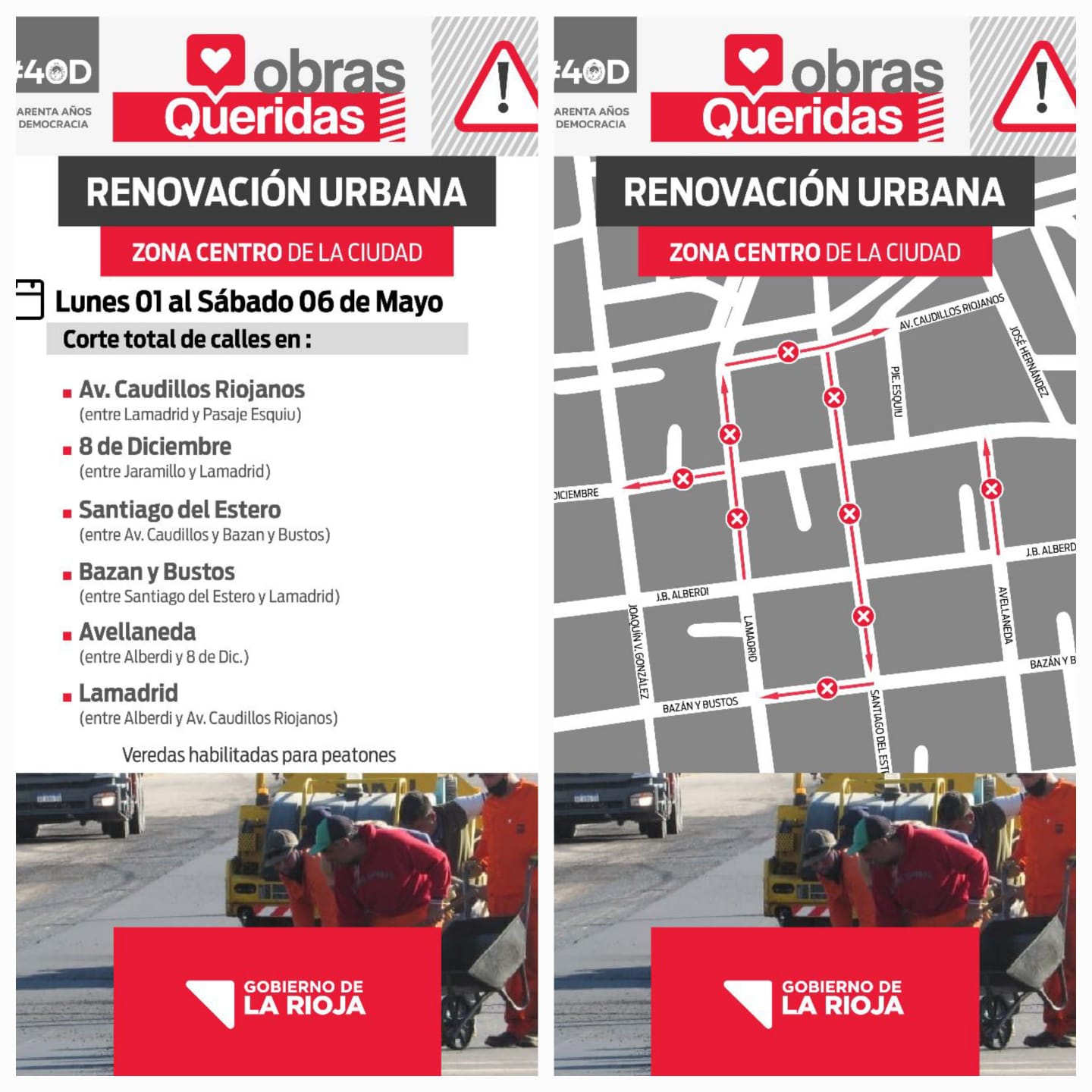 Se extienden los trabajos del Plan de Renovación Urbana y Desagües Pluviales en el sector norte del centro de la Ciudad