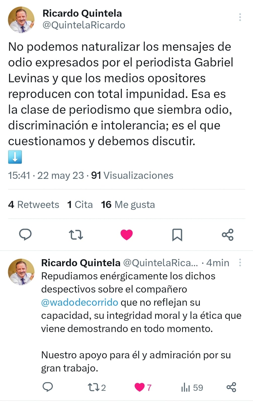 Quintela refuto las barbaridades de un periodista de Bs. As. sobre la dificultad en el habla de Wado De Pedro