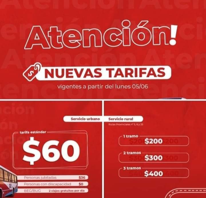 Desde el lunes el boleto de colectivo costará $60