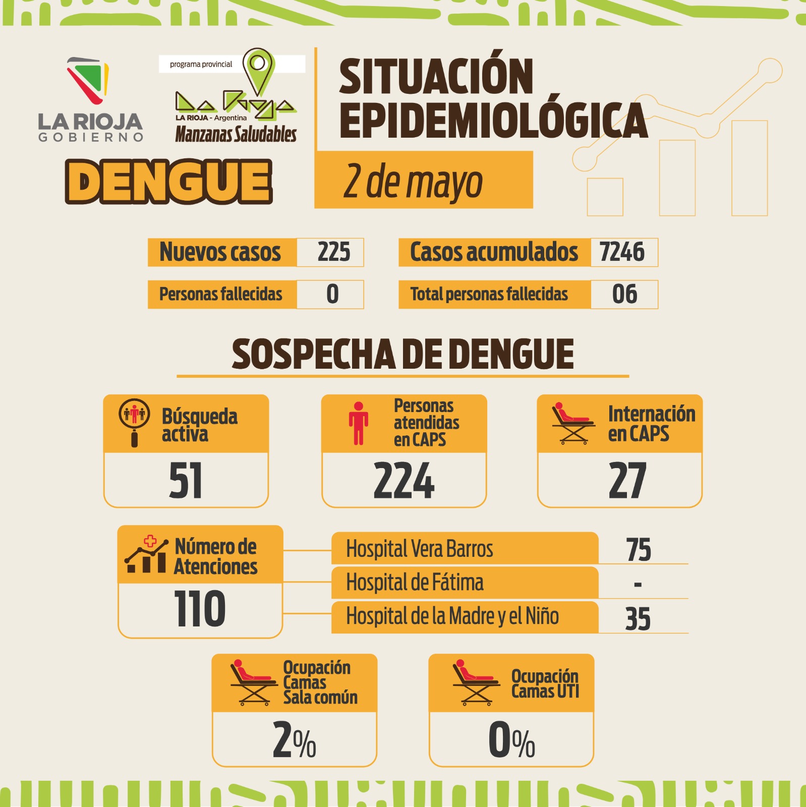 Informe situación sanitaria por dengue del 2 de mayo.