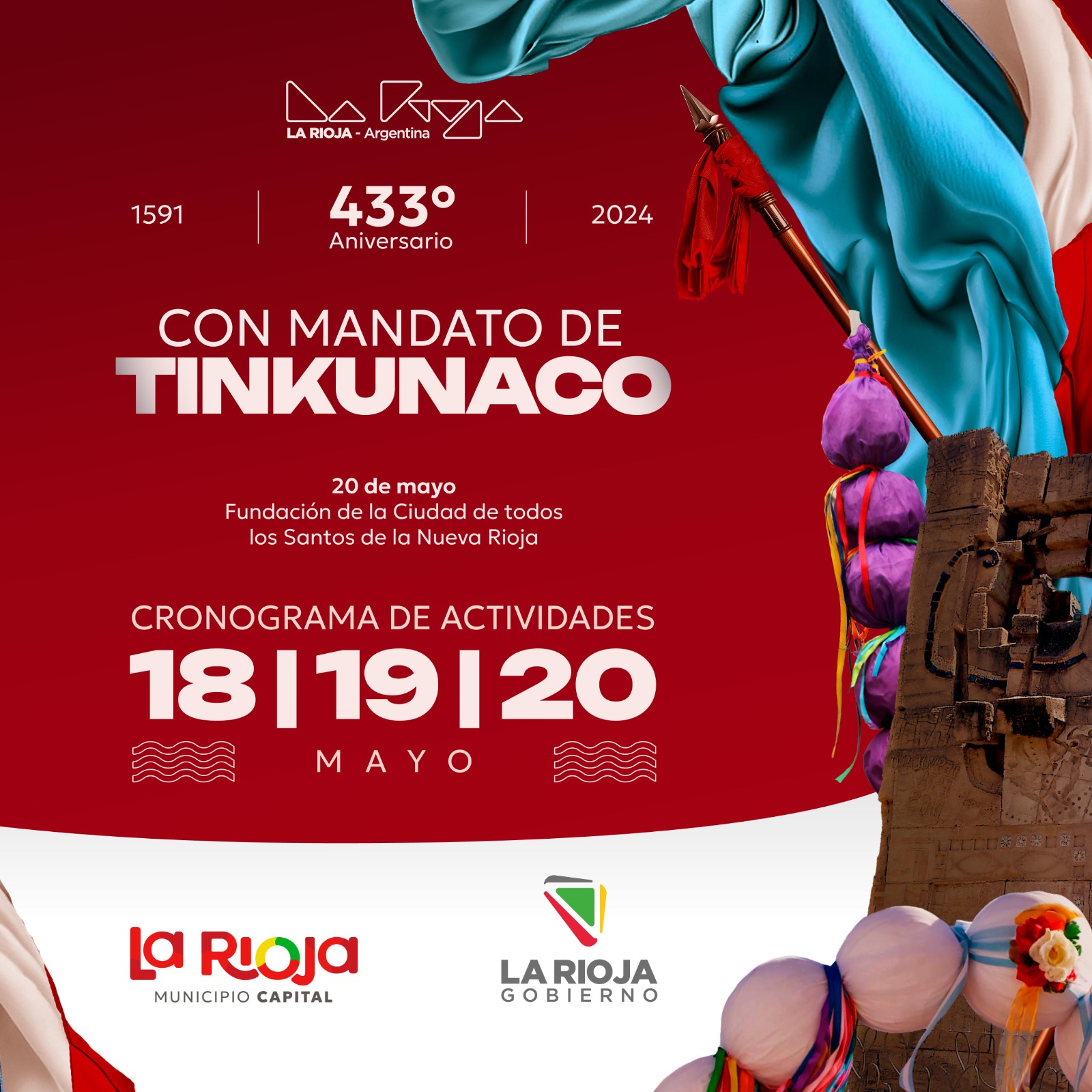 Con Mandato de Tinkunaco. La Rioja se prepara para su 433 aniversario con una grilla de actividades para toda la familia.