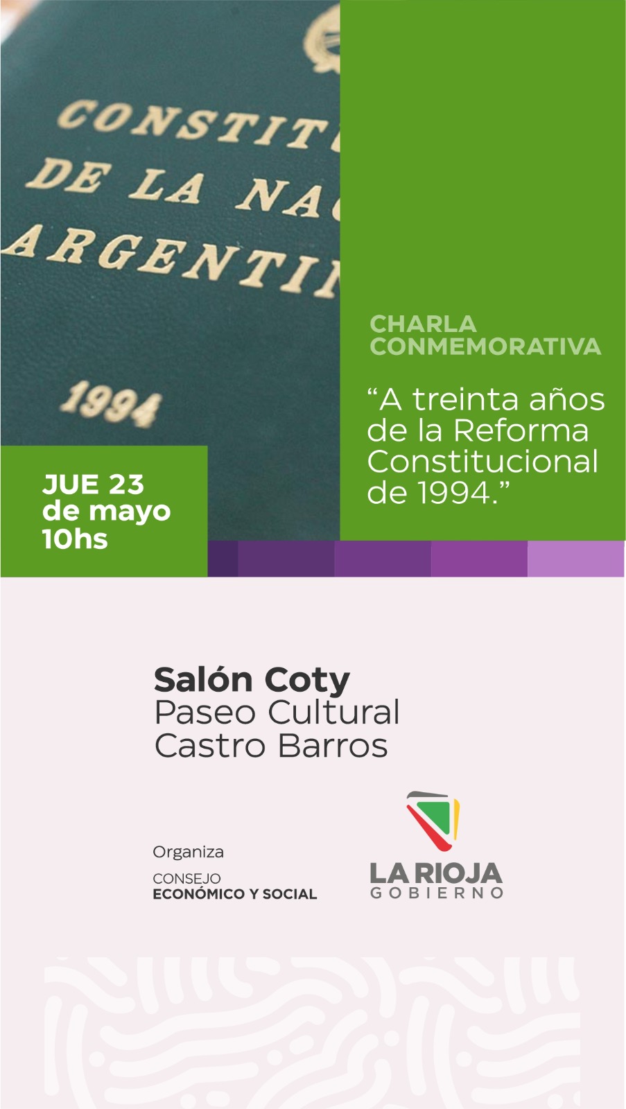 Organizan una Charla Conmemorativa a treinta años de la Reforma de 1994.