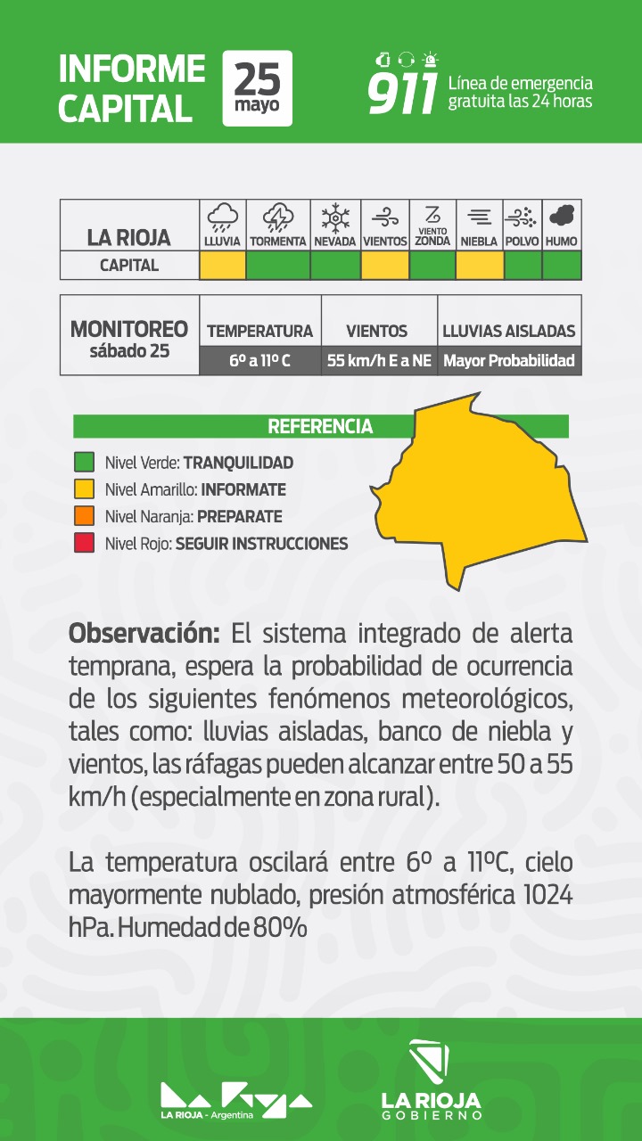 Debido a las condiciones climáticas previstas para el fin de semana no se realizará el desfile del 25 de Mayo .