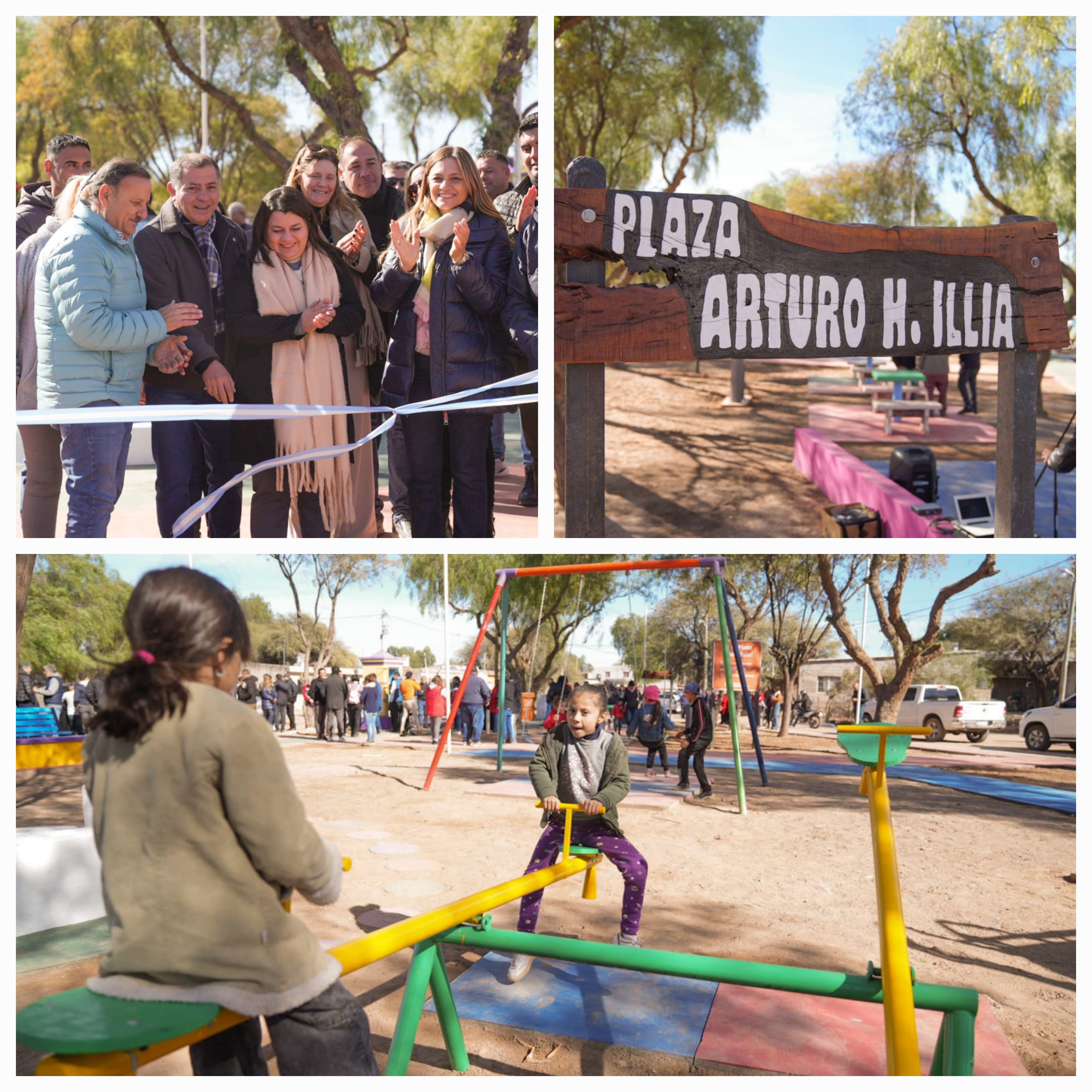 Chepes. La remodelada Plaza Arturo Illía es un nuevo espacio para el esparcimiento de los vecinos.