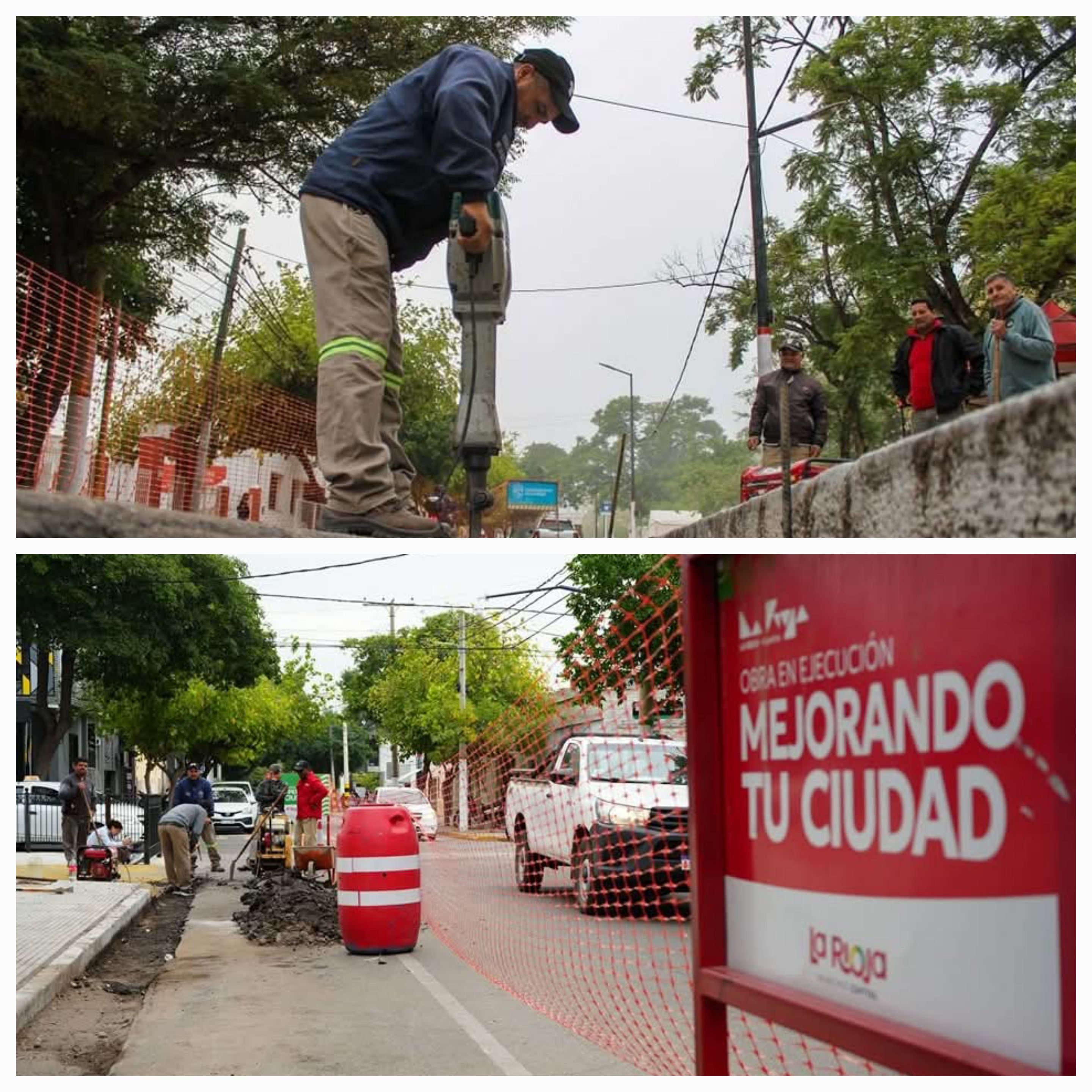 El Municipio Capital mejora la circulación en calle Jaramillo a la altura de la Plaza Facundo Quiroga.