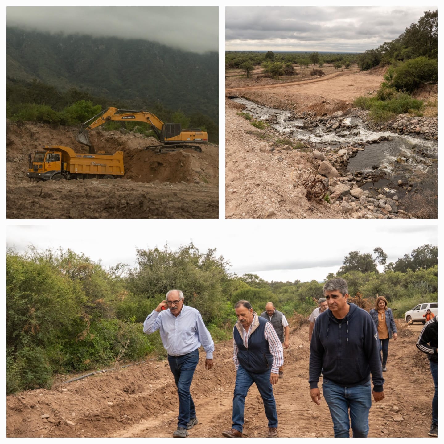 Quintela supervisó obras clave en Chamical tras la emergencia climática.