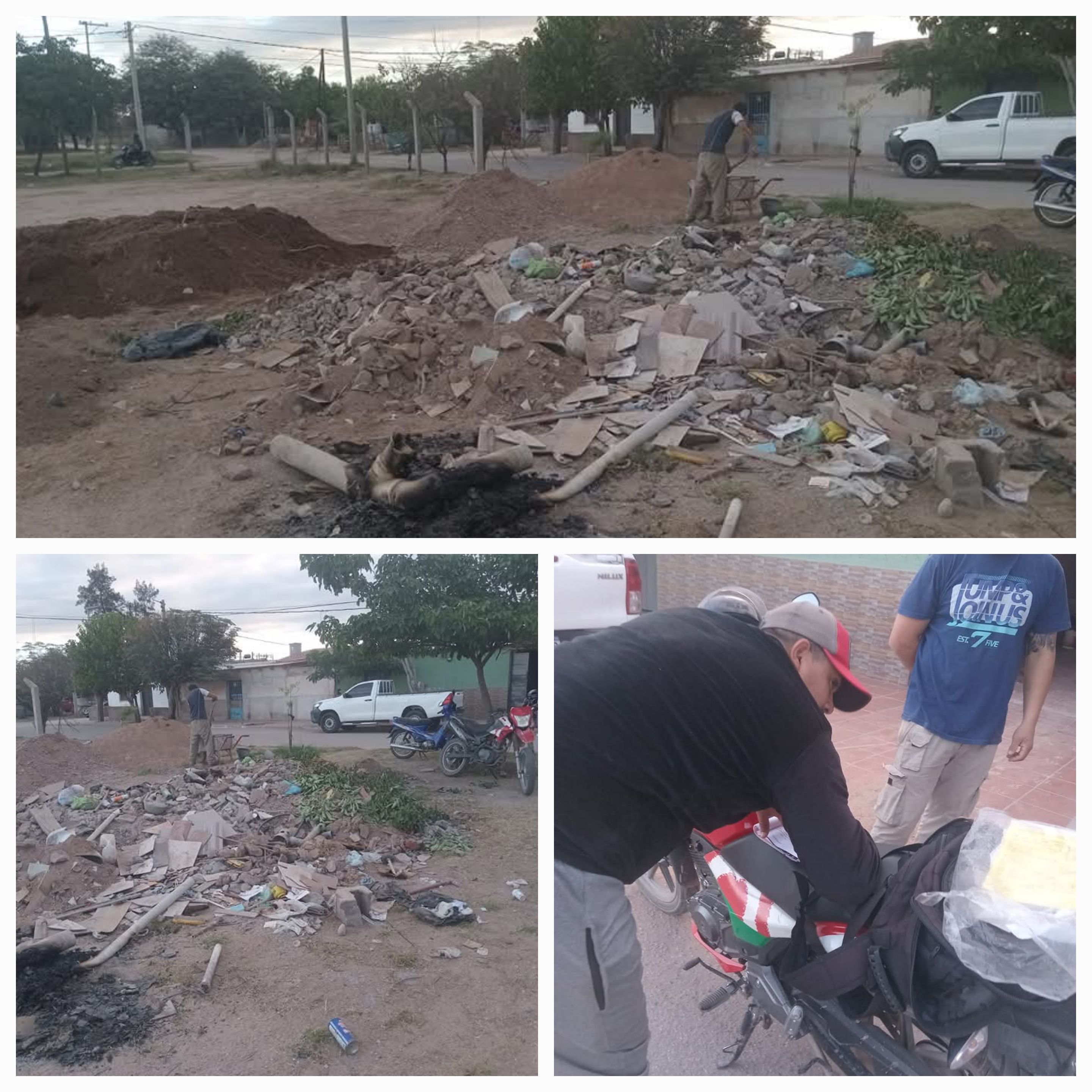 Sucios. Vecino multado por arrojar escombros en la vía pública sobre calle Calcuta cerca del Hospital Vera Barros.
