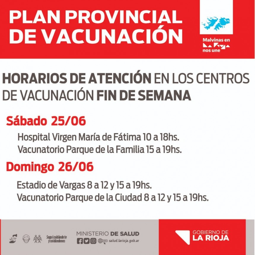 Lugares de vacunacion para el fin de semana