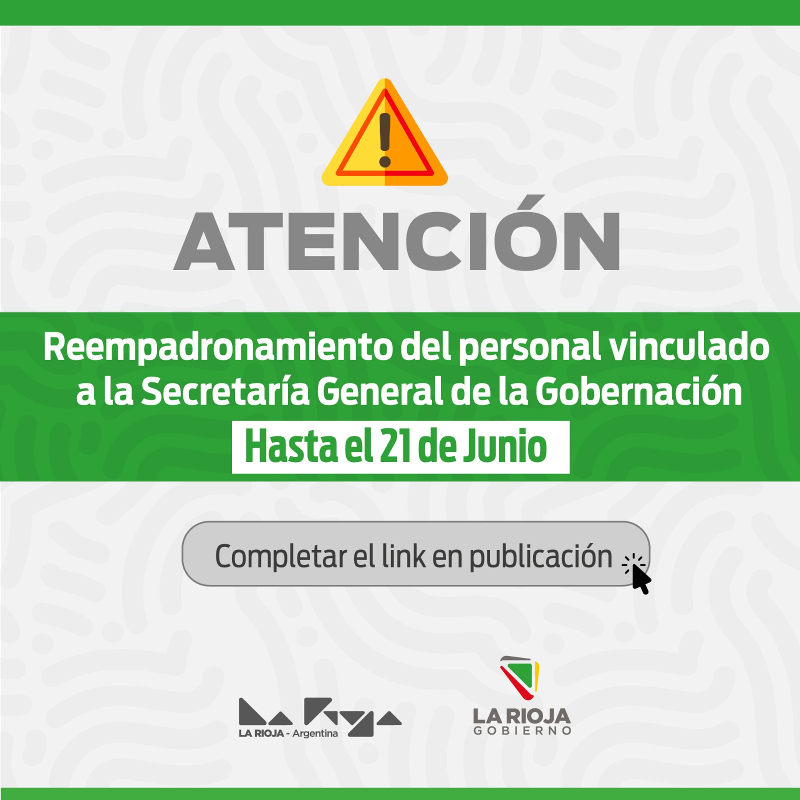 Hasta el 21 de junio. Continúa el proceso de reempadronamiento del personal vinculado a la Secretaría de la Gobernación.