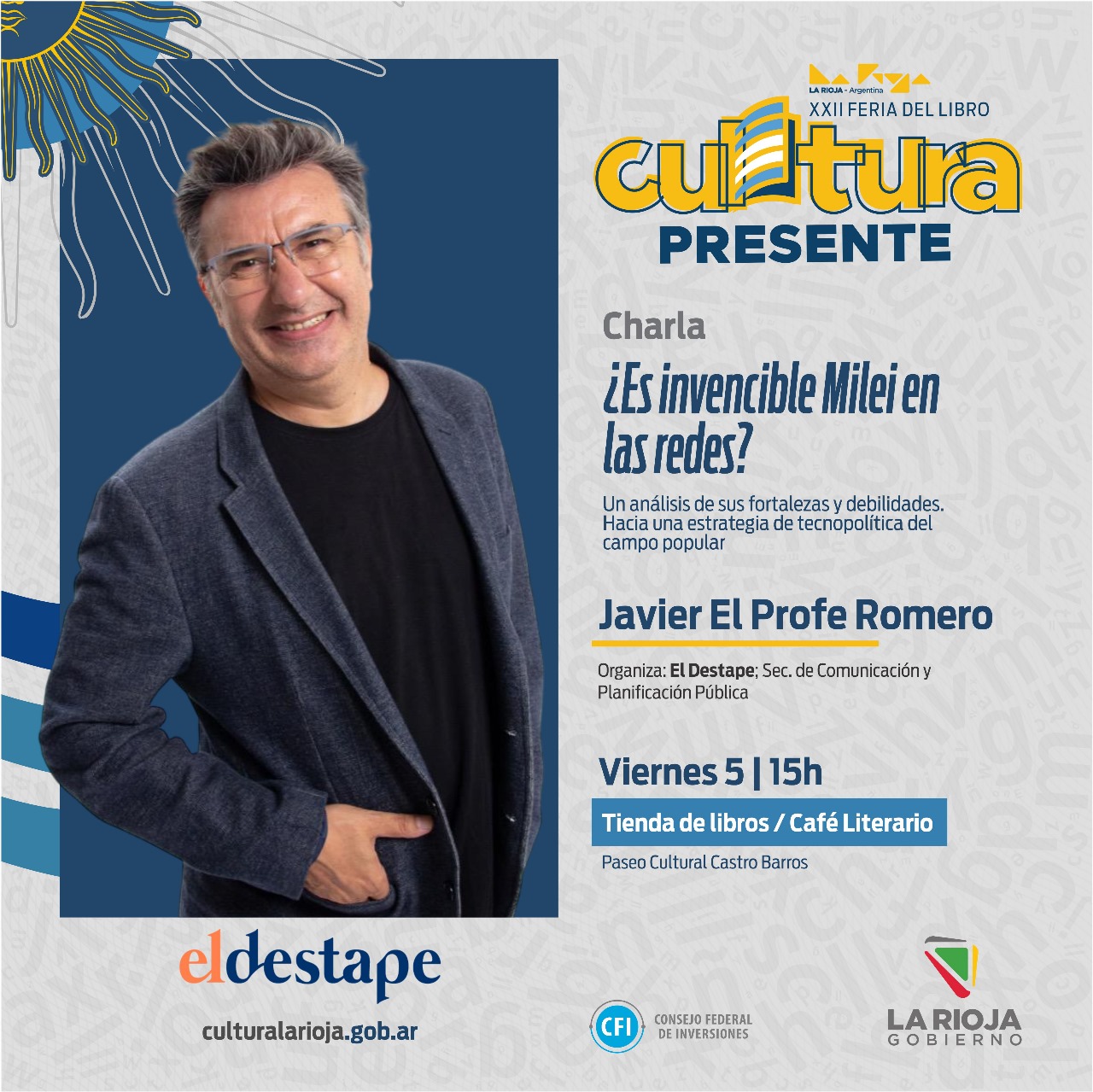 El Café Literario recibe este viernes a Javier “El Profe” Romero.