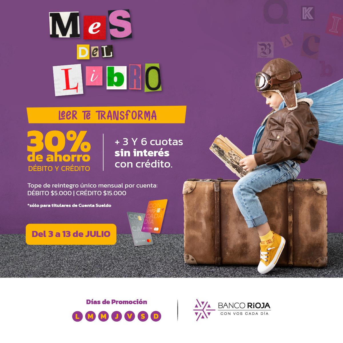  Banco Rioja presenta una nueva promoción: 30% de ahorro y cuotas sin interés en librerías adheridas.