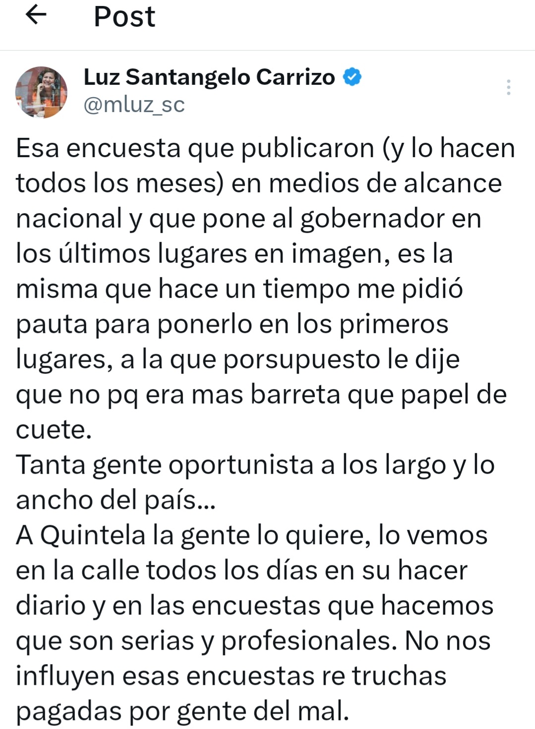 Luz Santangelo Carrizo: 