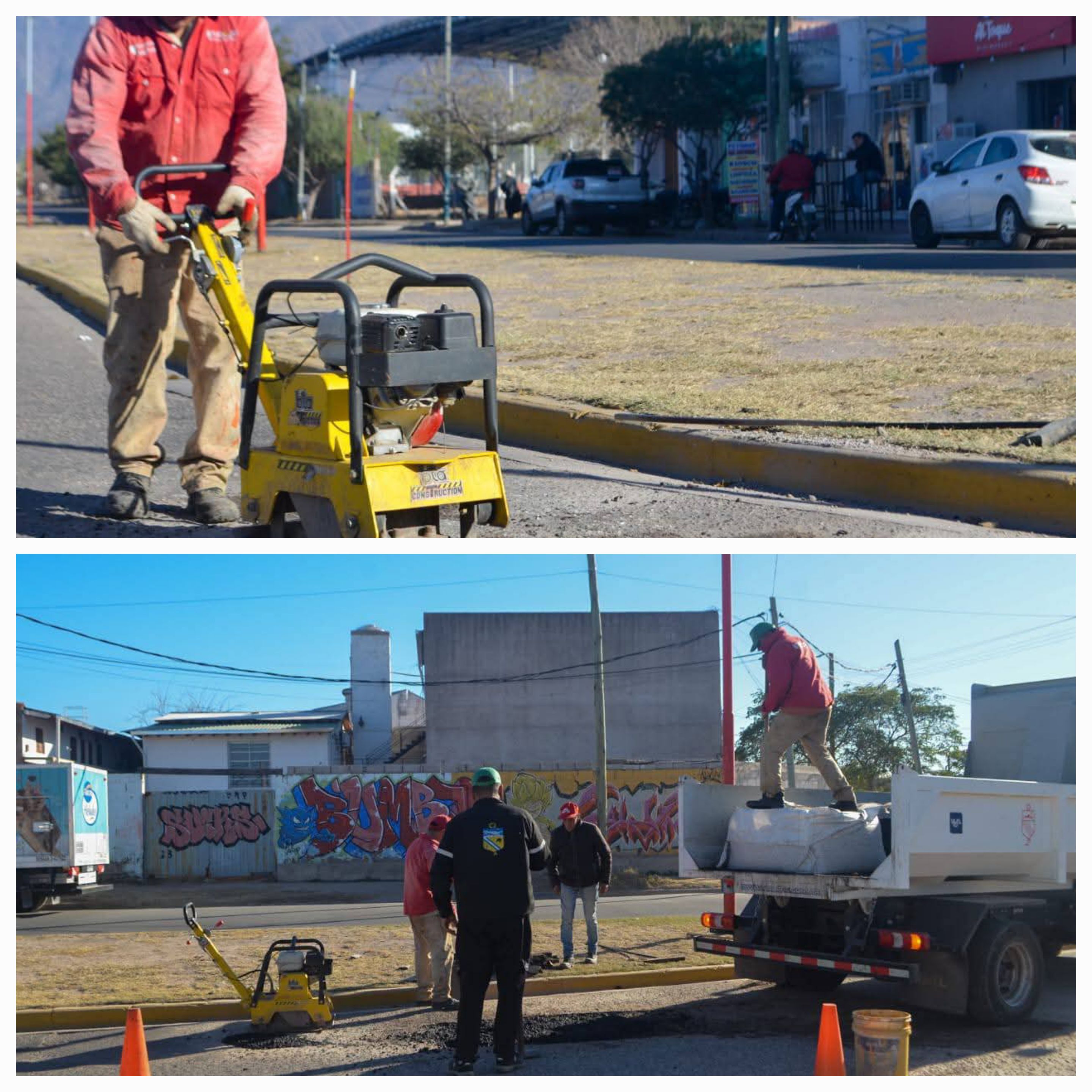 Municipio de la Capital. Tareas de bacheo en Avenida Ortiz de Ocampo y Ramon Navarro.