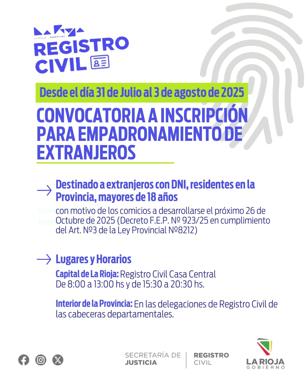 Convocatoria a inscripción para el empadronamiento de ciudadanos extranjeros