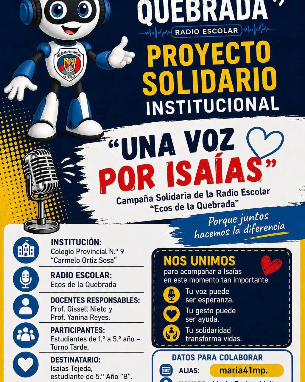 Apelamos a la solidaridad de todos para ayudar a Isa&iacute;as Tejeda 
