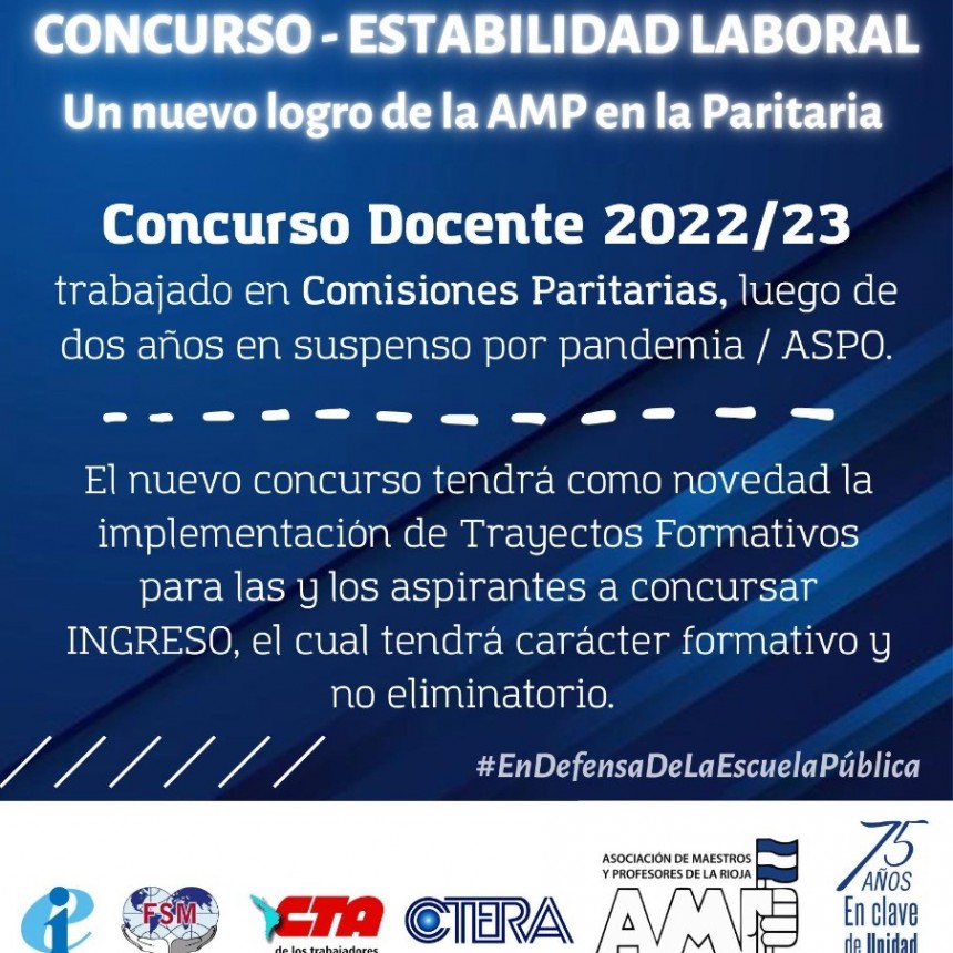 La AMP frente a un nuevo logro paritario Nuevo Concurso Docente de Ingreso, Traslado, Acrecentamiento y Ascenso