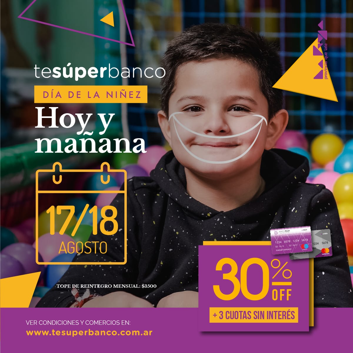 Te súper banco, mes de la niñez: ahorro de hasta $7000