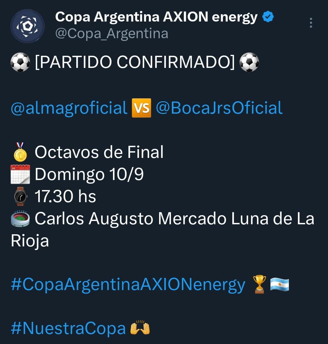 Boca vuelve a La Rioja el 10 de septiembre