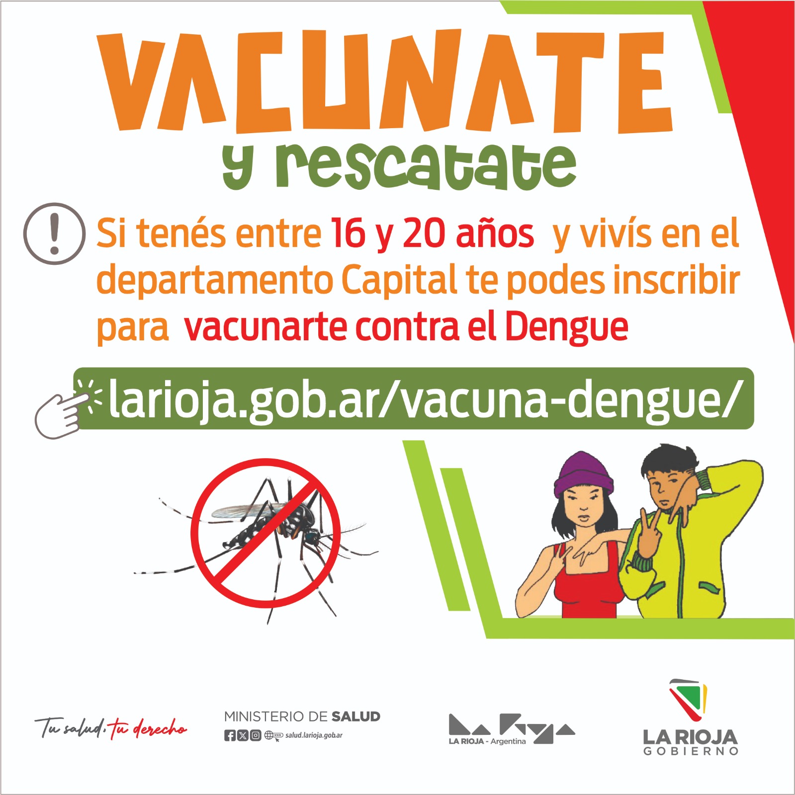 Campaña provincial para jóvenes de 16 a 20 años. Comenzó hoy la vacunación contra el Dengue en la Capital. 