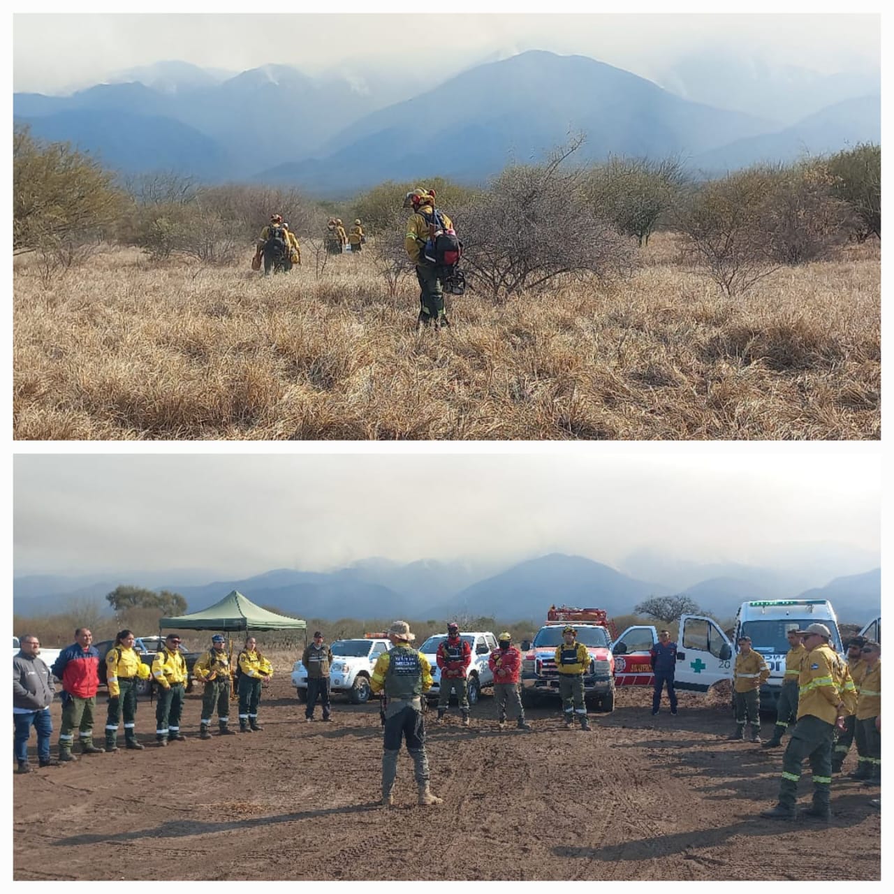 Sigue la incansable tarea para detener el incendio en el cordón del Velasco.