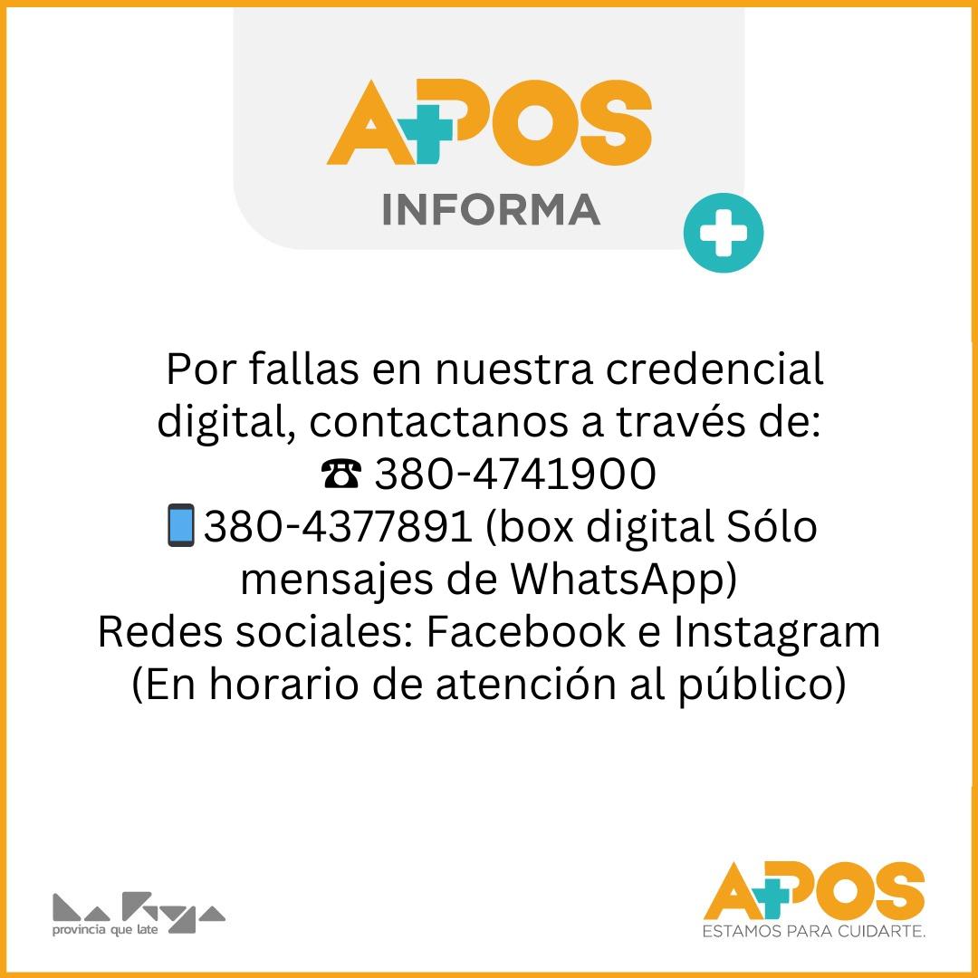 La credencial digital de APOS se verá temporalmente afectada.