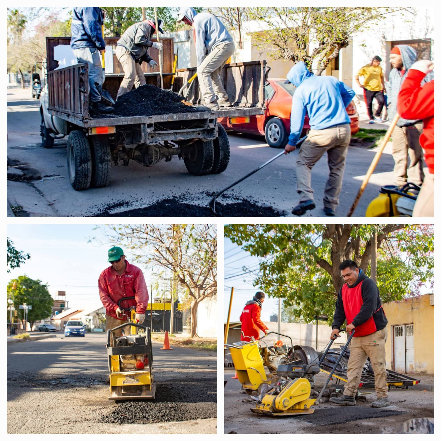 El municipio avanza con el bacheo en el B° San Martin.