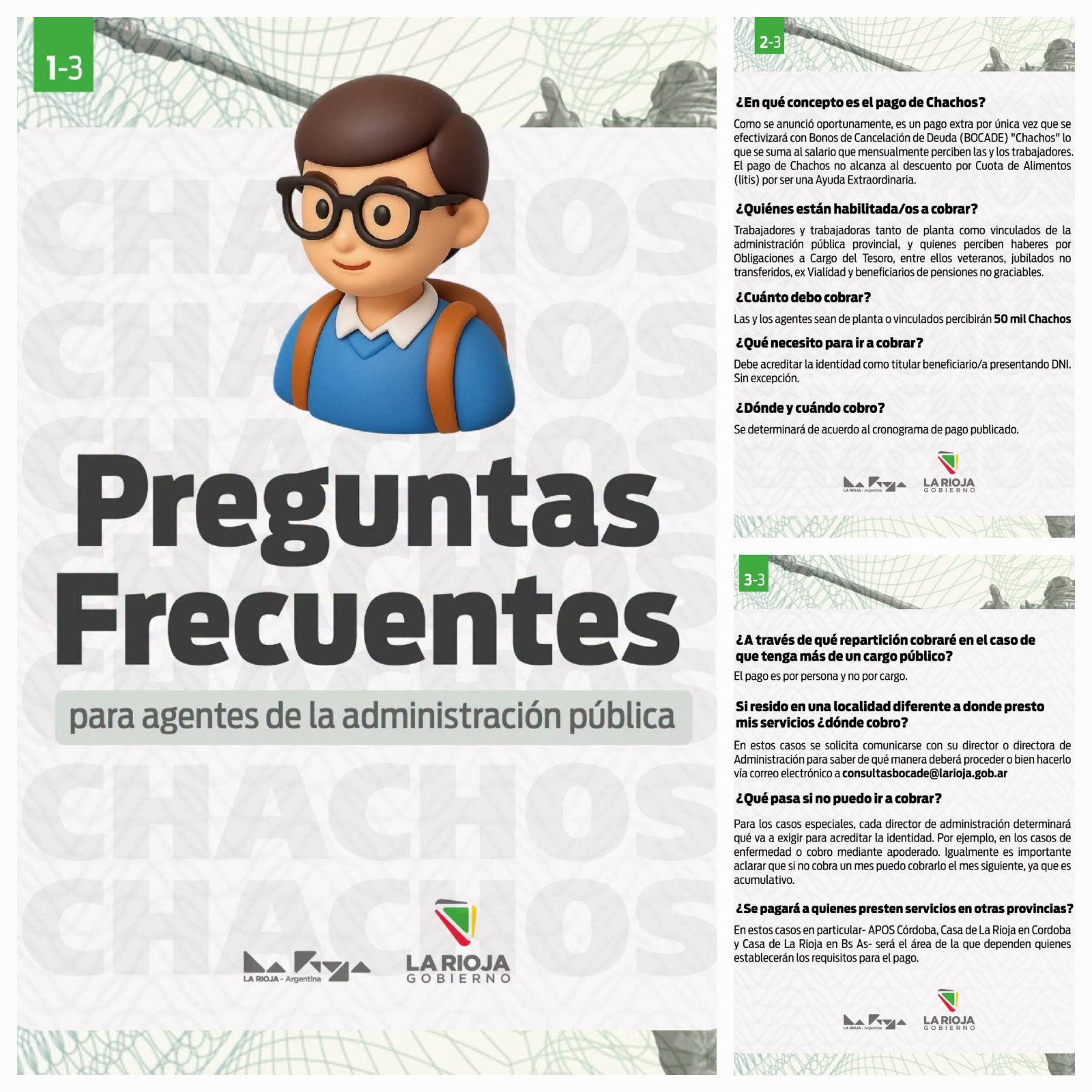 Brindan precisiones y detalles a tener en cuenta para el cobro de los &ldquo;Chachos&rdquo;  