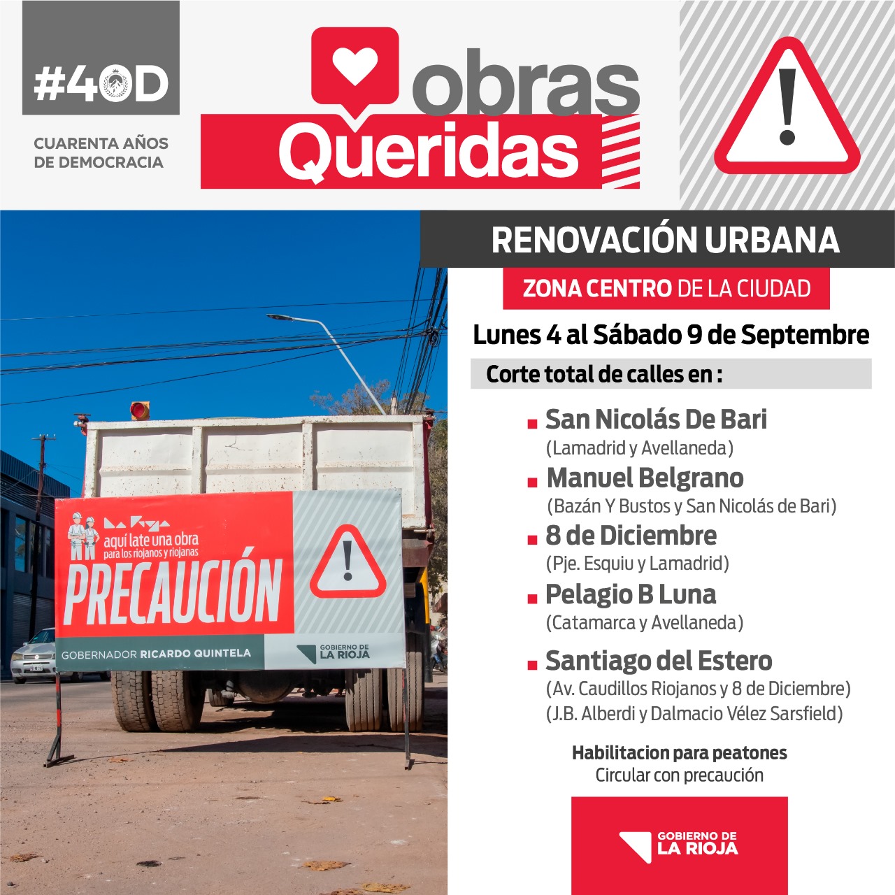 Por el progreso de la obra en el centro de la ciudad, la calle San Nicolas de Bari y calles cercanas tendrán el tránsito interrumpido