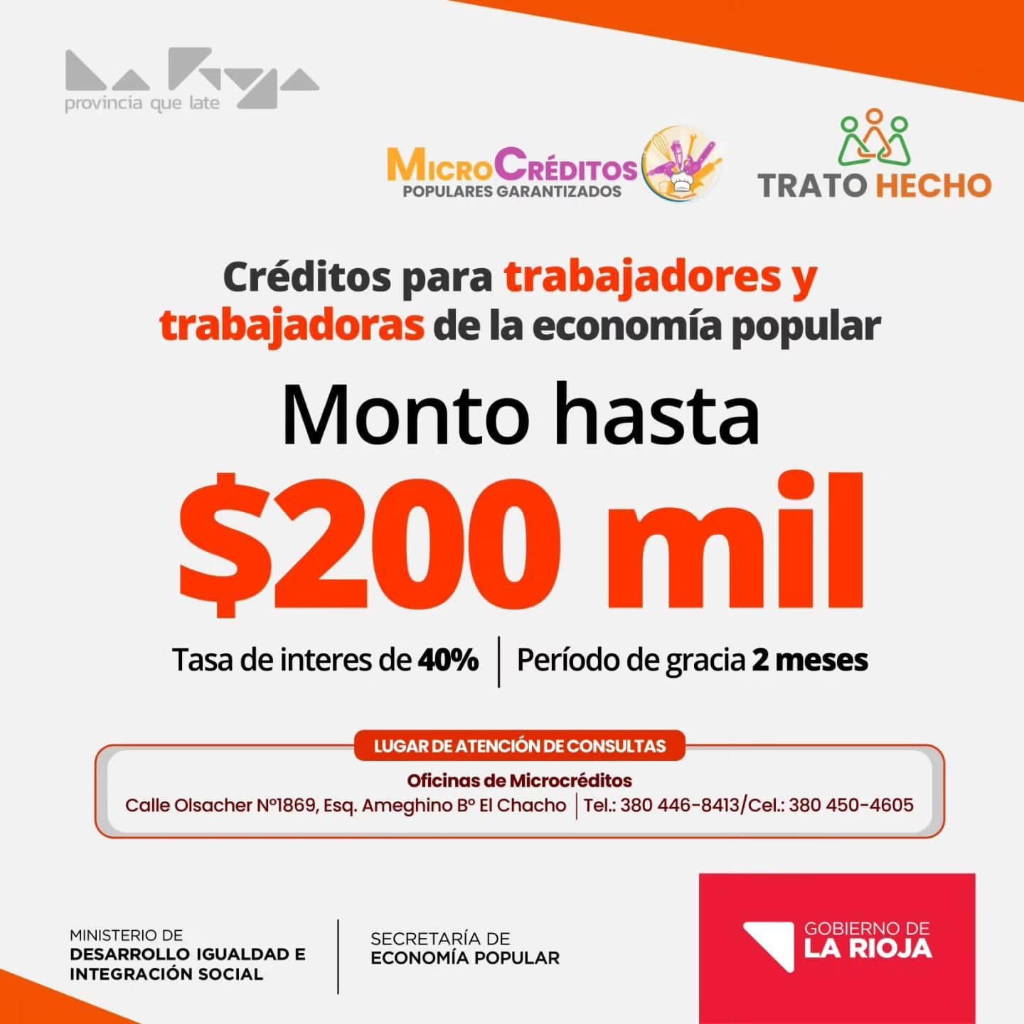 Créditos para trabajadores de la economía popular.