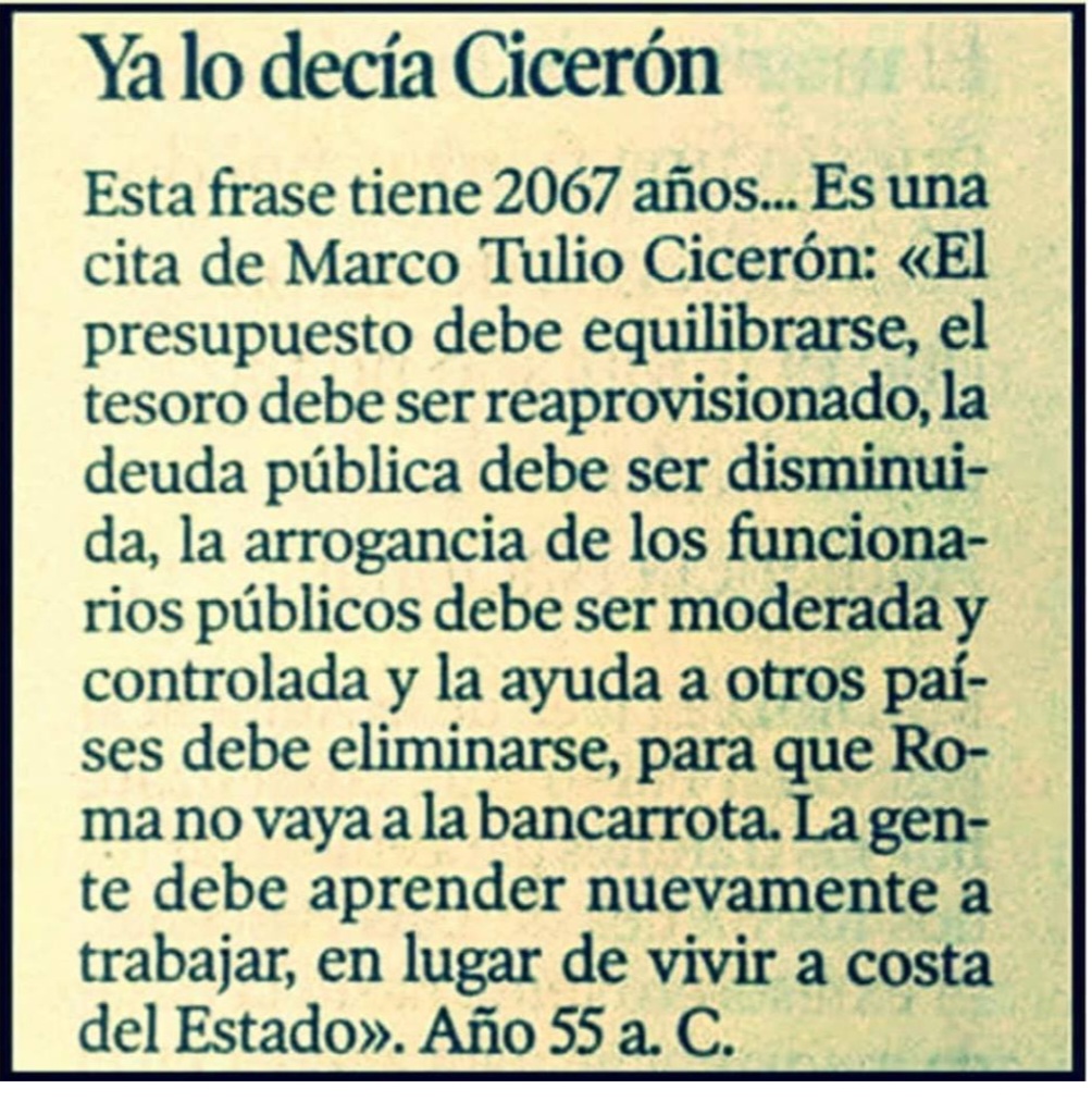 El rey del plagio.Milei citó en el Congreso un articulo atribuido a Cicerón que es falso.