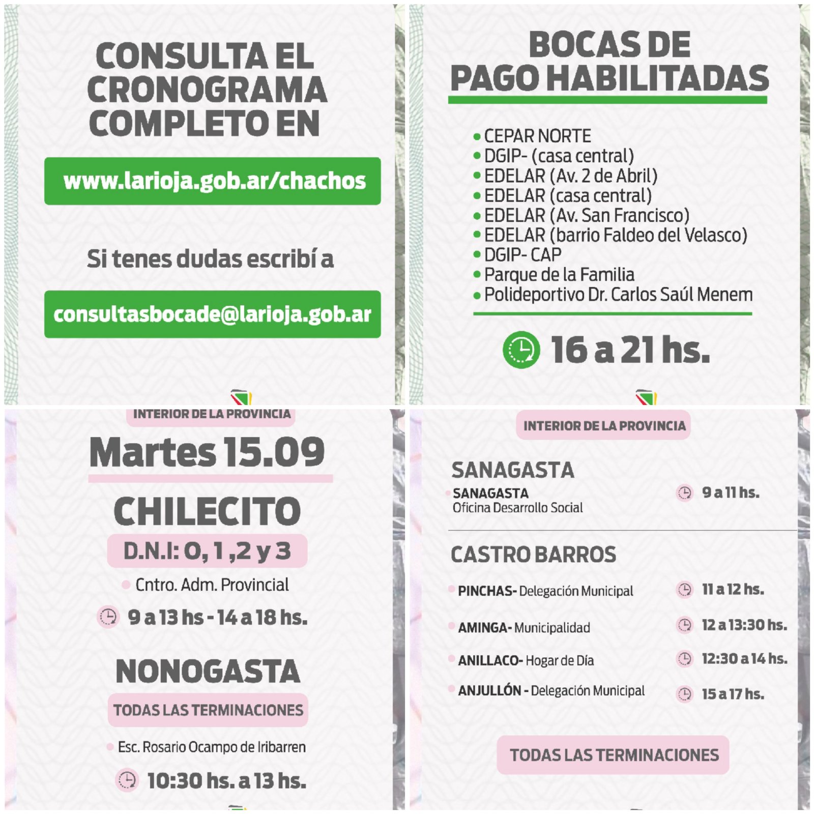Este martes contin&uacute;a el pago de Chachos: en Capital cobrar&aacute;n los DNI terminados en 2 y 3