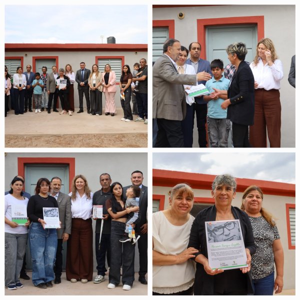 Aniversario de Patquia. Quintela entreg&oacute; siete viviendas y anunci&oacute; apoyo para que diez familias construyan en sus lotes 