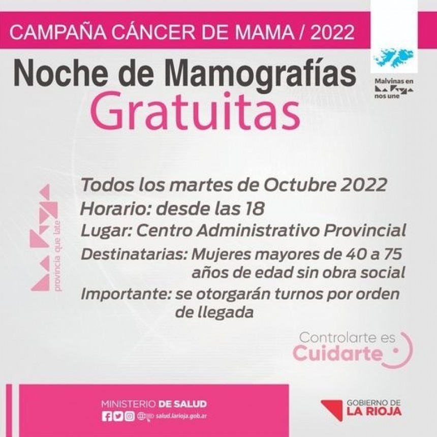 Mes Rosa: Cada martes de octubre se realizará 