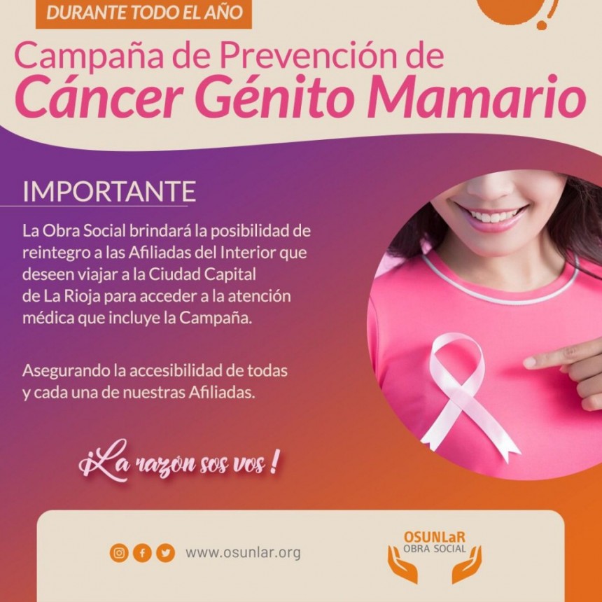 OSUNLaR Comenzó la Campaña de Prevención de Cáncer Génito Mamario