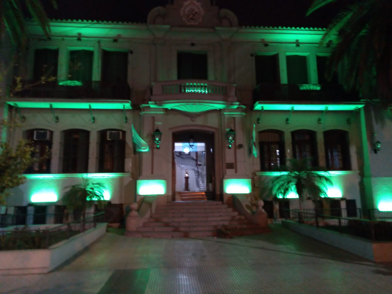 Iluminan la Casa de Gobierno por el Día Internacional de la Neuromielitis Óptica.