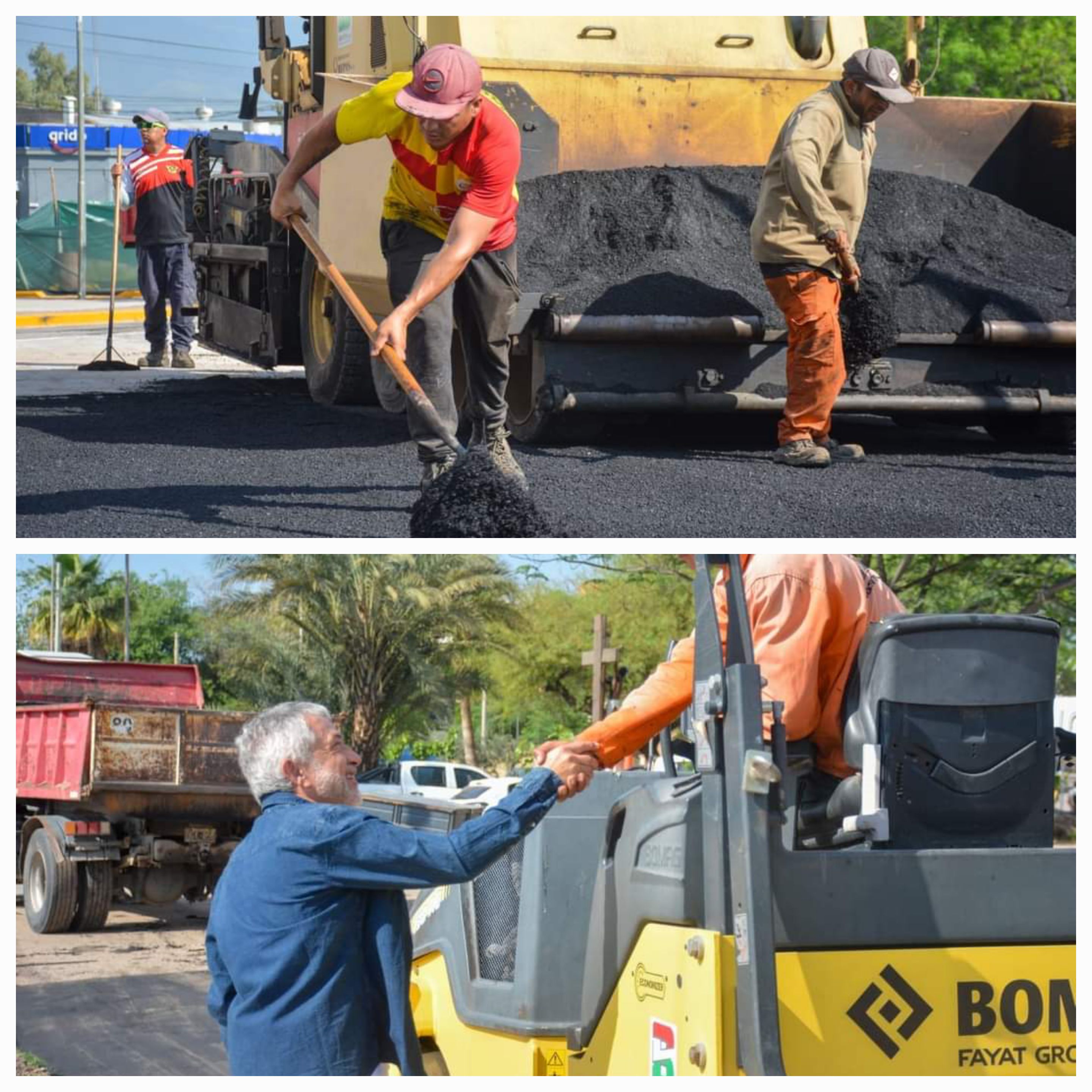 El intendente Armando Molina supervisó las obras de bacheo en arterias del barrio Hospital.