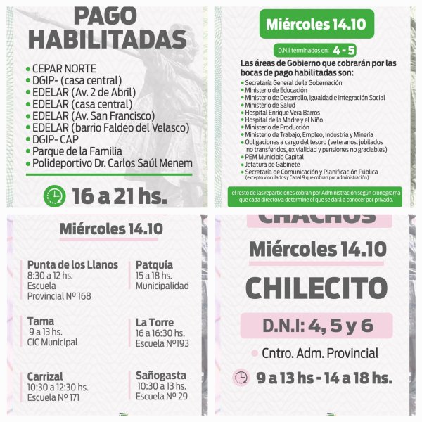 Este mi&eacute;rcoles contin&uacute;a el pago de Chachos: en Capital cobrar&aacute;n los DNI terminados en 4 y 5