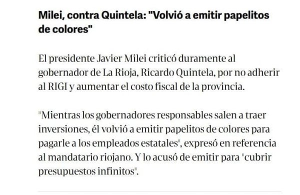 Quintela recogi&oacute; el guante y le respondi&oacute; muy duro a Javier Milei.